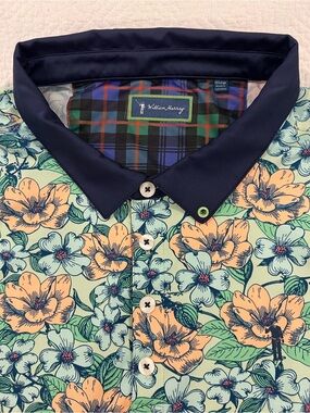 William Murray Southern Charm Floral Green, Navy, Tartan Men’s 2XL Golf Shirt